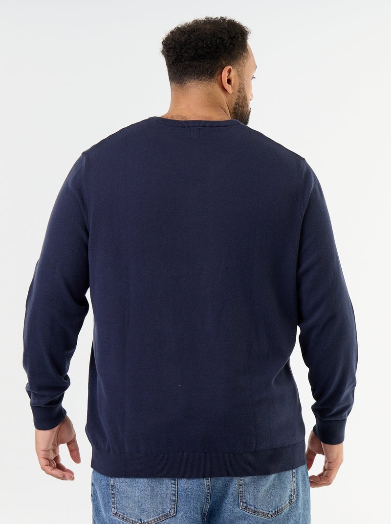 Camisola de malha com decote em V Azul - Kiabi
