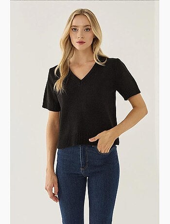 Camisola de malha com decote em v e manga curta hiccup