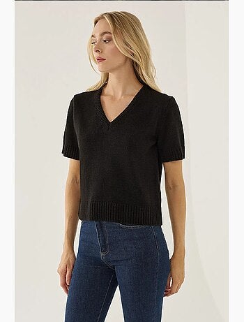 Camisola de malha com decote em v e manga curta hiccup