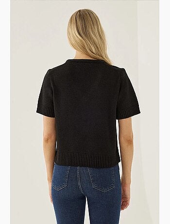Camisola de malha com decote em v e manga curta hiccup