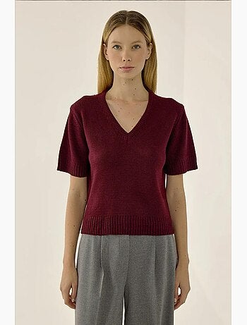 Camisola de malha com decote em v e manga curta hiccup