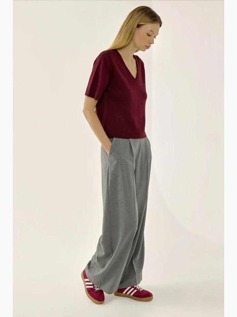 Camisola de malha com decote em v e manga curta hiccup Vermelho - Kiabi
