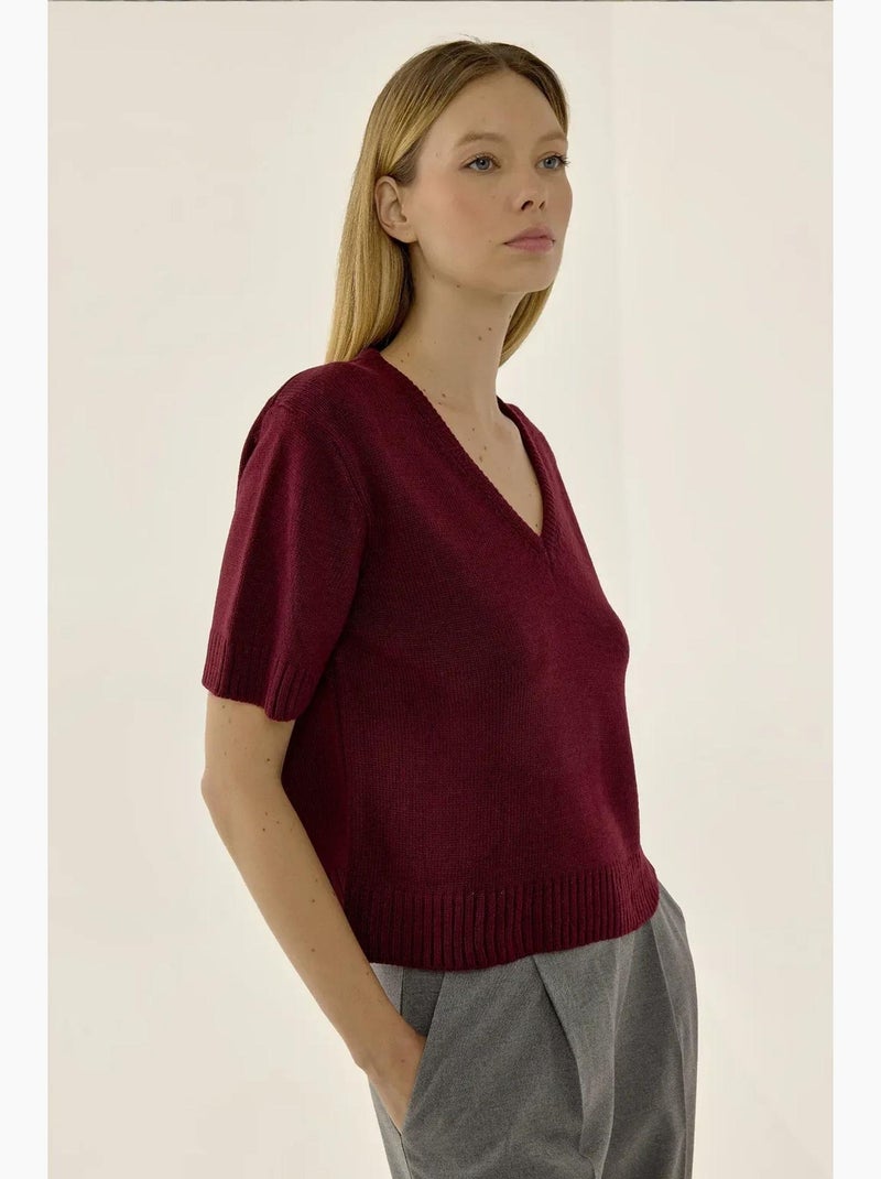 Camisola de malha com decote em v e manga curta hiccup Vermelho - Kiabi