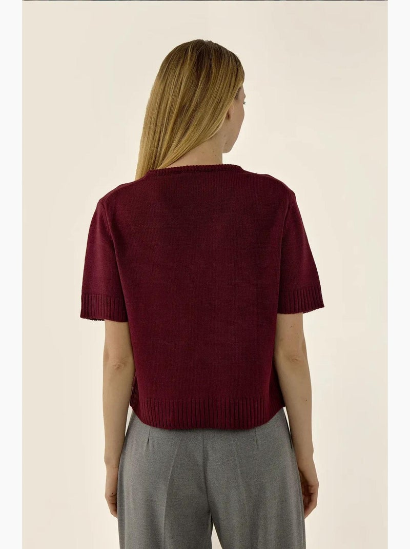 Camisola de malha com decote em v e manga curta hiccup Vermelho - Kiabi