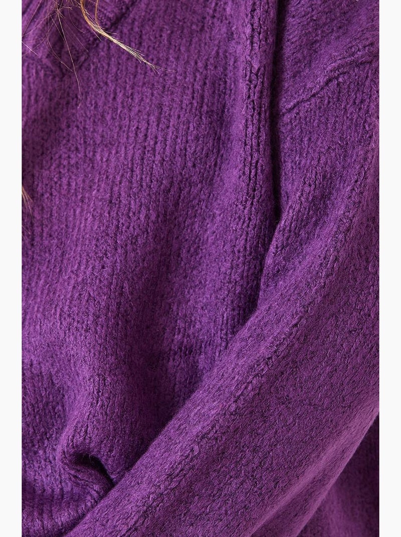 Camisola de malha com decote em v lucci Roxo berinjela - Kiabi