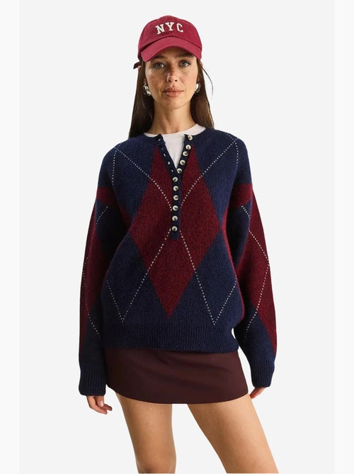 Camisola de malha com decote redondo e fecho de botões lucci - Kiabi
