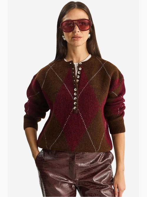 Camisola de malha com decote redondo e fecho de botões lucci - Kiabi