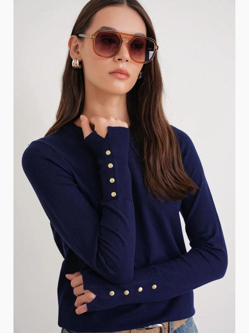 Camisola de malha com decote redondo mixray - Kiabi Camisola de malha com decote redondo mixray - Kiabi