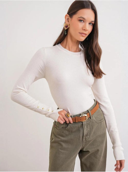 Camisola de malha com decote redondo mixray - Kiabi Camisola de malha com decote redondo mixray - Kiabi