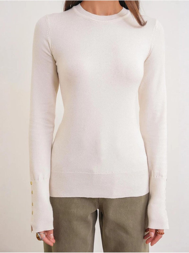 Camisola de malha com decote redondo mixray Bege - Kiabi