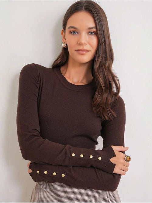 Camisola de malha com decote redondo mixray - Kiabi Camisola de malha com decote redondo mixray - Kiabi