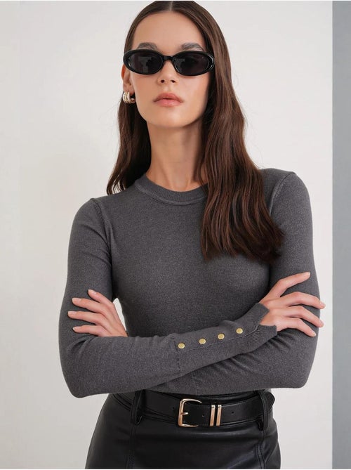 Camisola de malha com decote redondo mixray - Kiabi Camisola de malha com decote redondo mixray - Kiabi