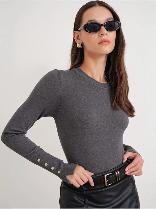 Camisola de malha com decote redondo mixray - Kiabi Camisola de malha com decote redondo mixray - Kiabi