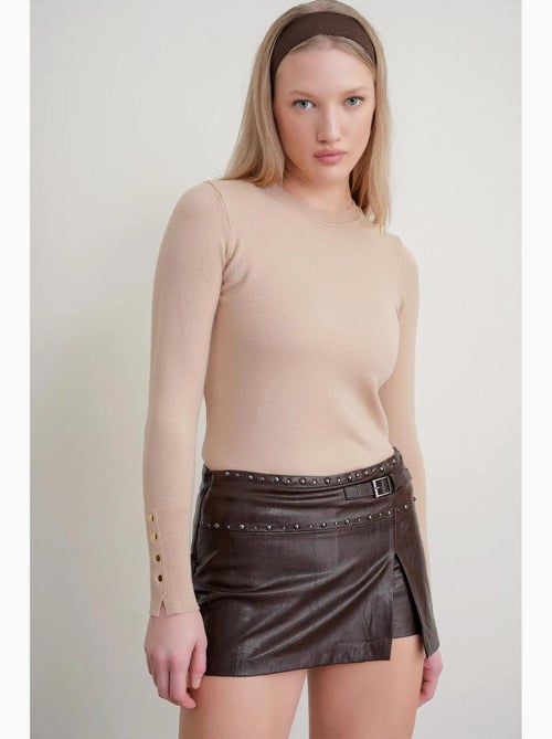 Camisola de malha com decote redondo mixray - Kiabi Camisola de malha com decote redondo mixray - Kiabi