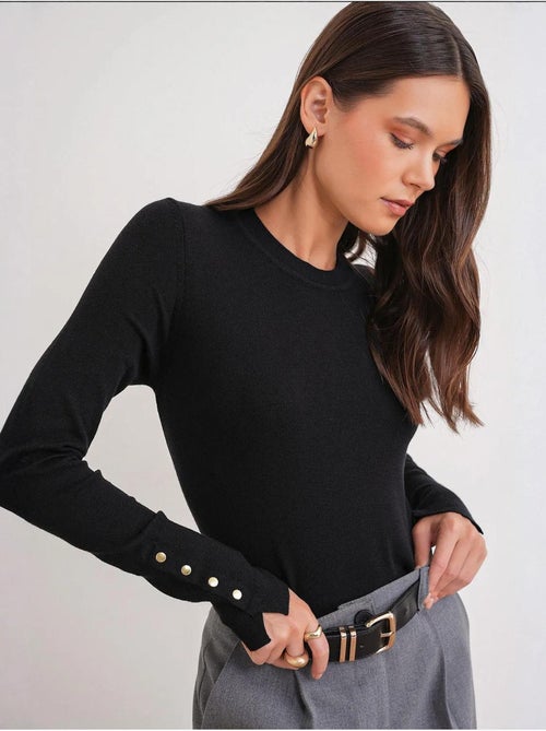 Camisola de malha com decote redondo mixray - Kiabi Camisola de malha com decote redondo mixray - Kiabi