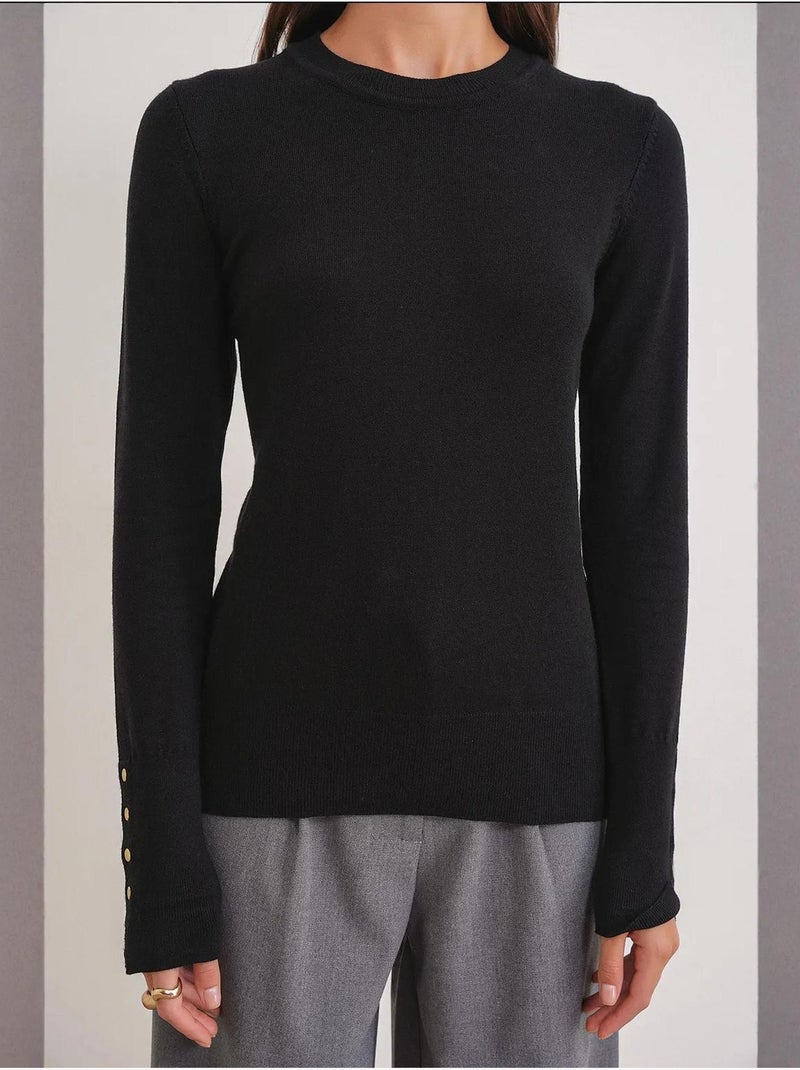 Camisola de malha com decote redondo mixray Preto - Kiabi