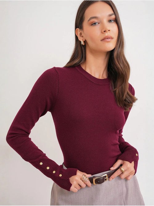 Camisola de malha com decote redondo mixray - Kiabi Camisola de malha com decote redondo mixray - Kiabi