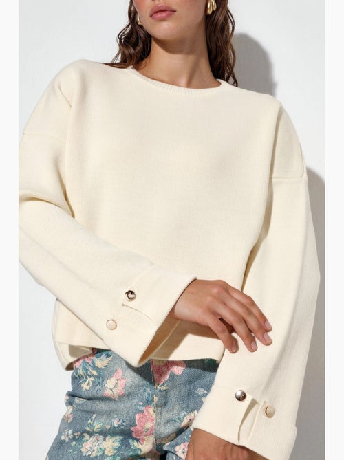 Camisola de malha com detalhes de botões hiccup - Kiabi Camisola de malha com detalhes de botões hiccup - Kiabi