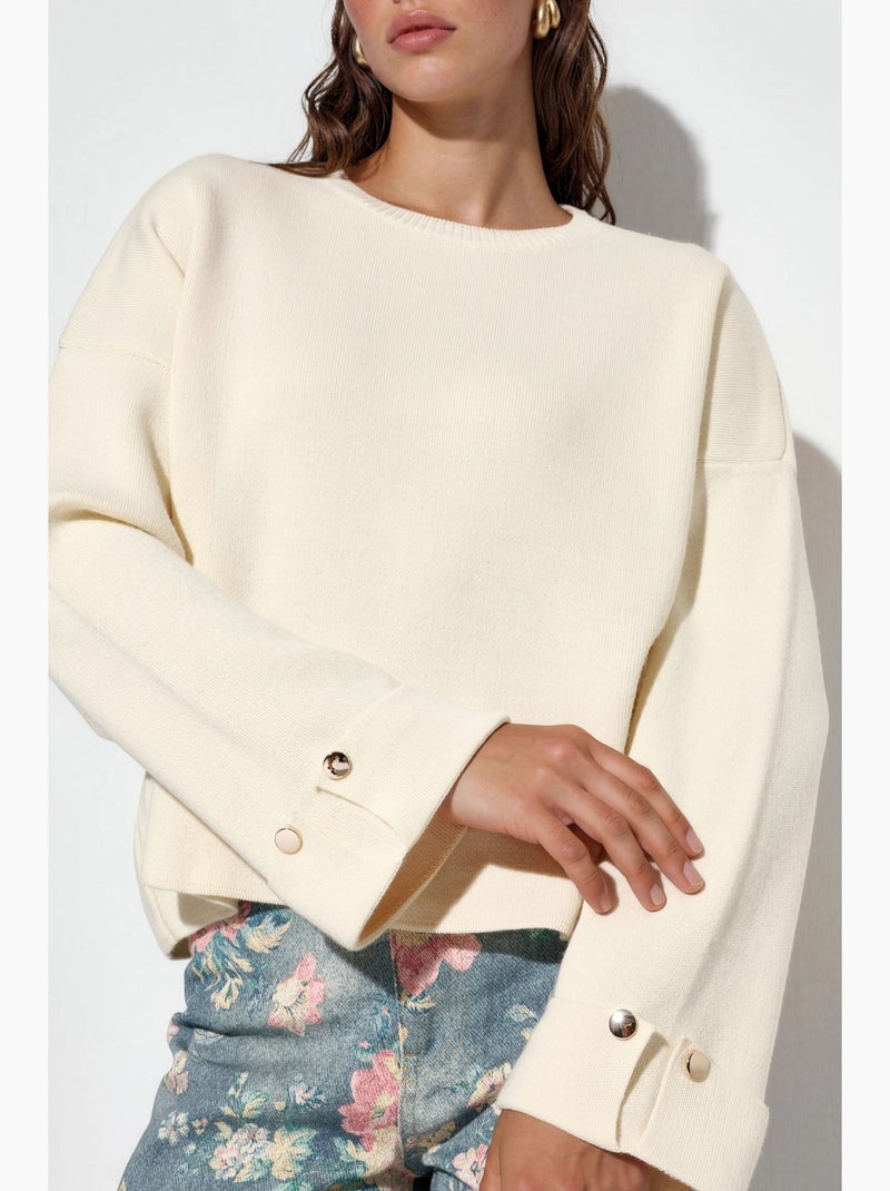 Camisola de malha com detalhes de botões hiccup Ecru - Kiabi