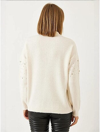 Camisola de malha com detalhes em pedra bianco lucci