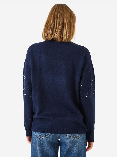 Camisola de malha com detalhes em pedra lucci - Kiabi Camisola de malha com detalhes em pedra lucci - Kiabi