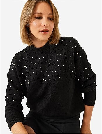 Camisola de malha com detalhes em pedra lucci