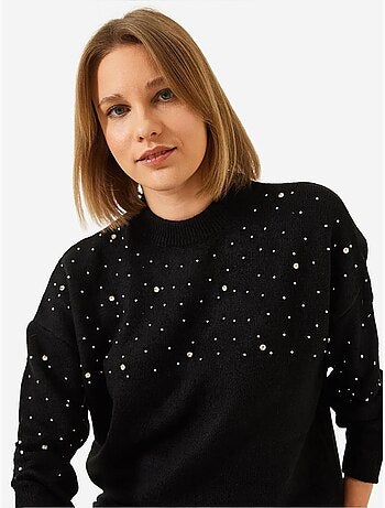 Camisola de malha com detalhes em pedra lucci