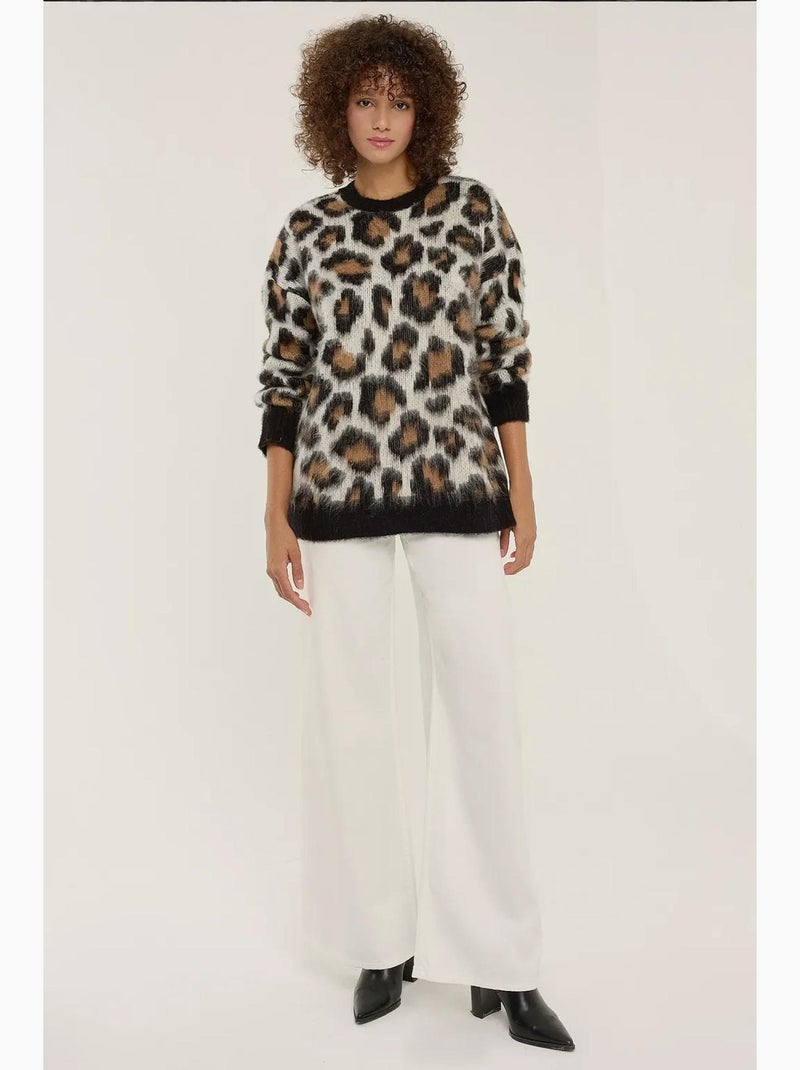 Camisola de malha com estampado de leopardo hiccup Multicolorido - Kiabi