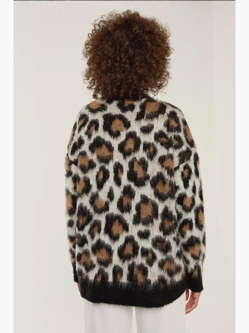 Camisola de malha com estampado de leopardo hiccup Multicolorido - Kiabi
