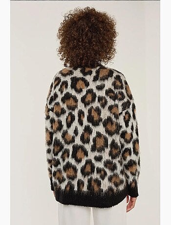 Camisola de malha com estampado de leopardo