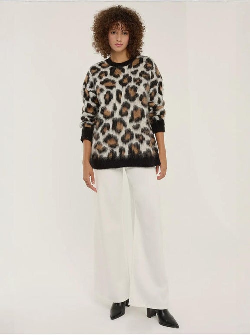 Camisola de malha com estampado de leopardo - Kiabi Camisola de malha com estampado de leopardo - Kiabi