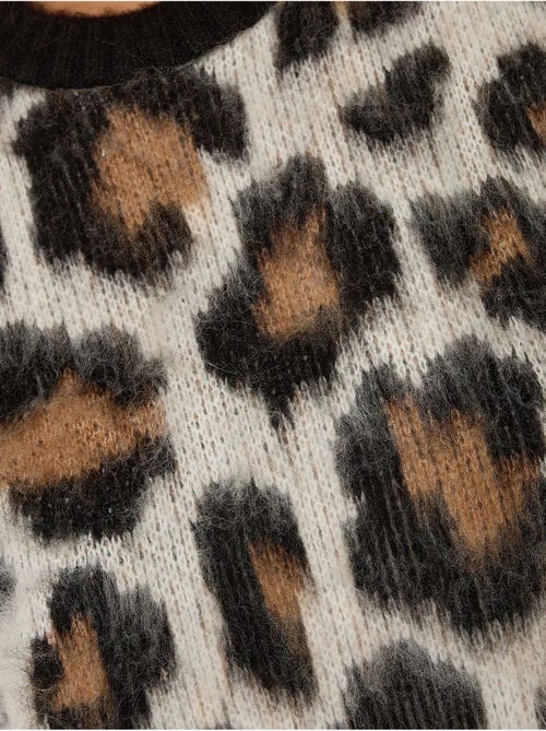 Camisola de malha com estampado de leopardo - Kiabi Camisola de malha com estampado de leopardo - Kiabi