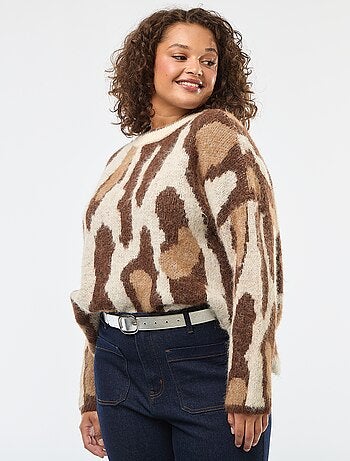 Camisola de malha com estampado de pele de animal