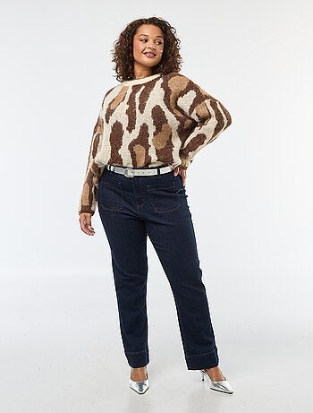 Camisola de malha com estampado de pele de animal