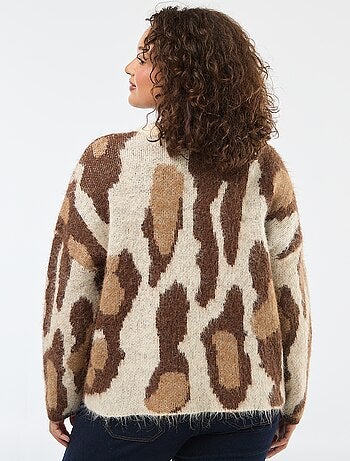 Camisola de malha com estampado de pele de animal