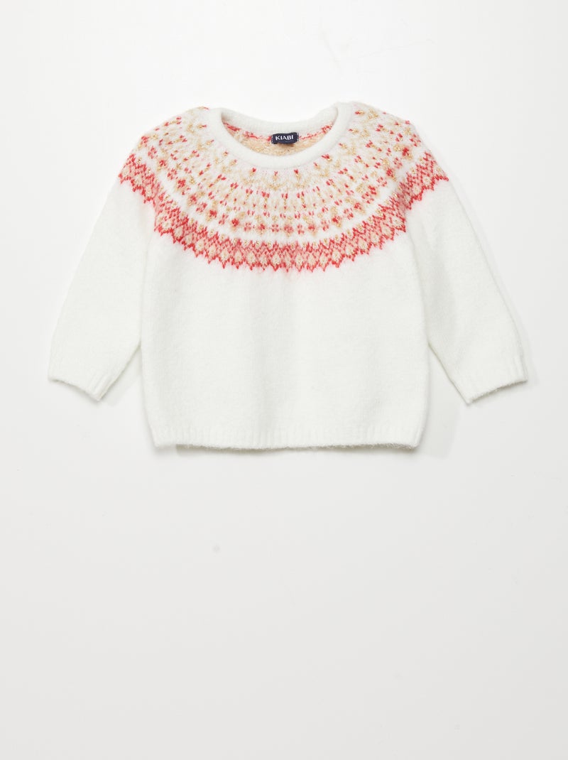 Camisola de malha com estampado 'jacquard' BRANCO - Kiabi