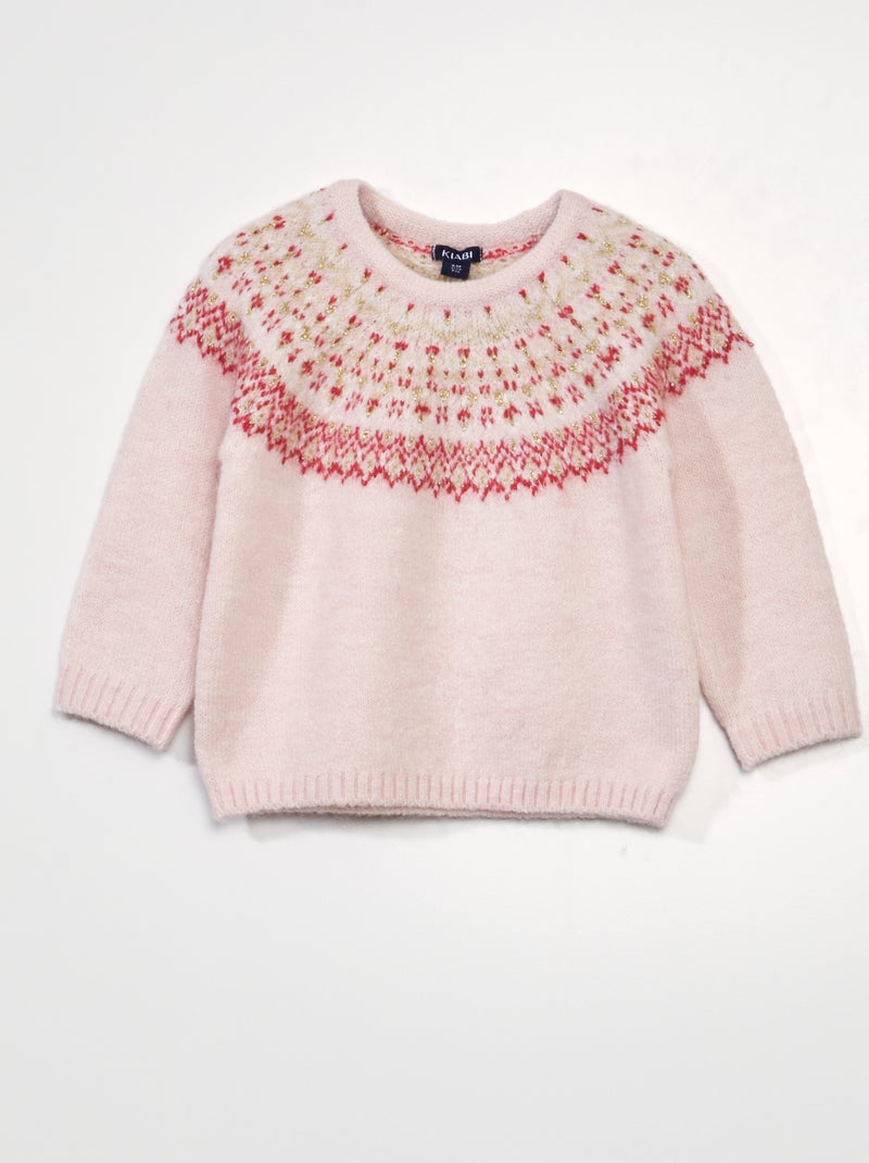 Camisola de malha com estampado 'jacquard' ROSA - Kiabi