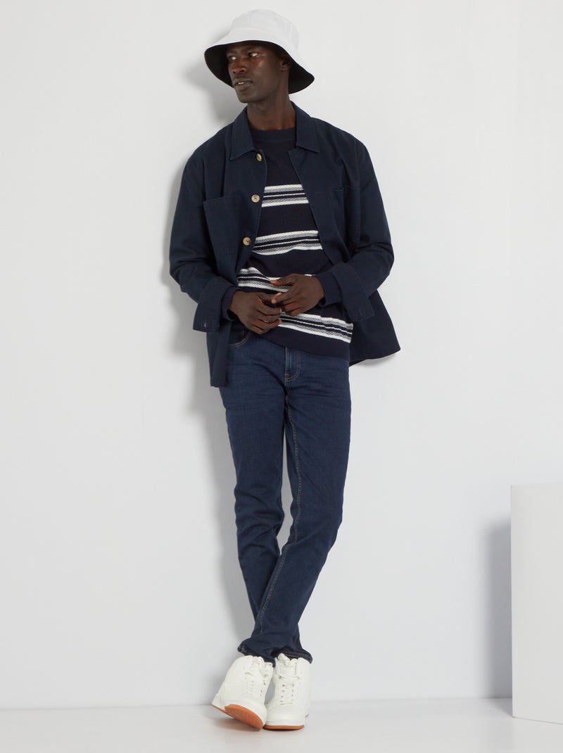 Camisola de malha com faixas horizontais Azul Marinho - Kiabi