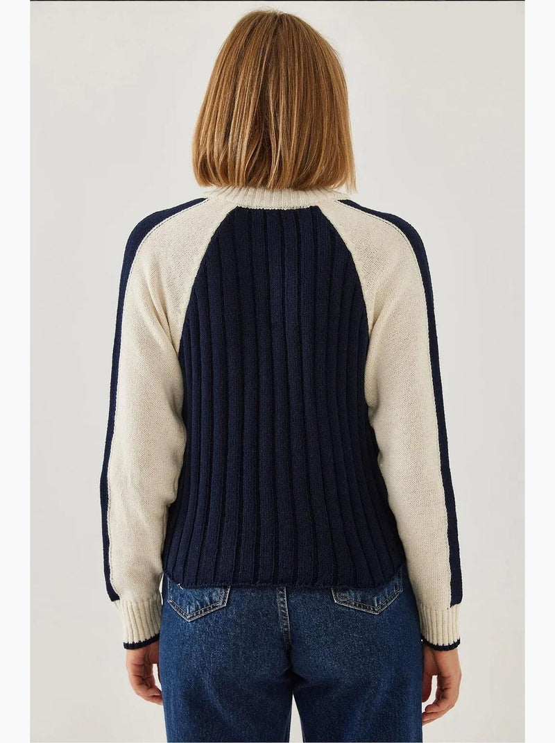 Camisola de malha com fecho lucci Azul-marinho - Kiabi
