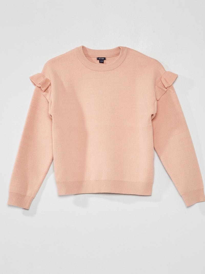 Camisola de malha com folhos ROSA - Kiabi
