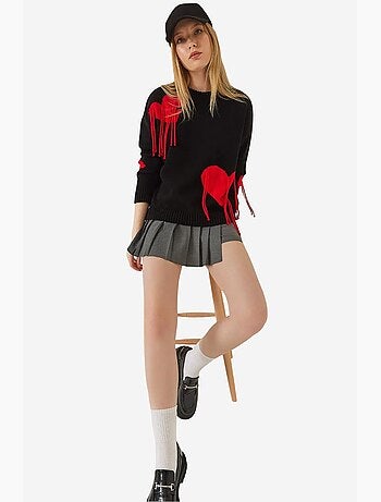 Camisola de malha com franjas de coração lucci