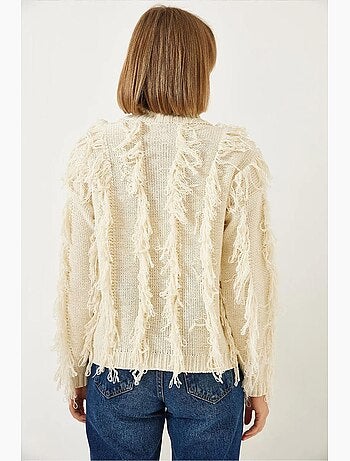 Camisola de malha com franjas e gola alta lucci