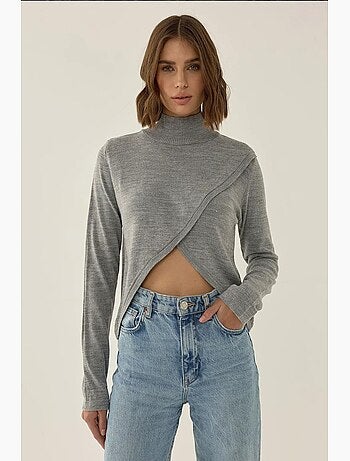 Camisola de malha com gola alta assimétrica hiccup