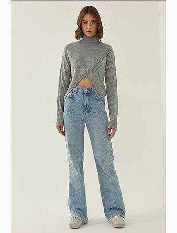 Camisola de malha com gola alta assimétrica hiccup