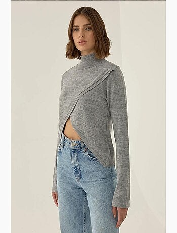 Camisola de malha com gola alta assimétrica hiccup