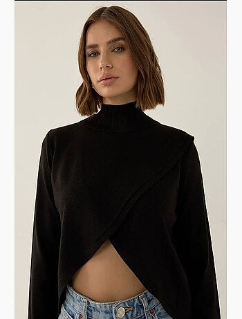 Camisola de malha com gola alta assimétrica hiccup