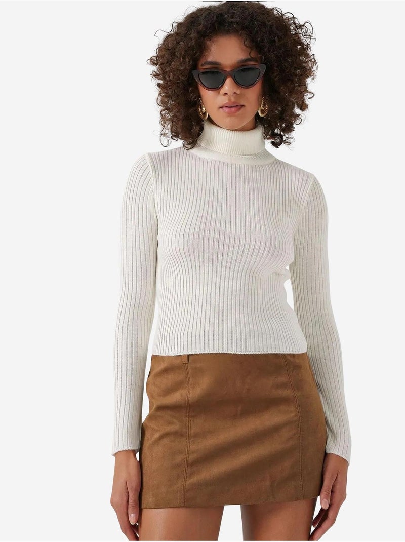Camisola de malha com gola alta bdart Branco - Kiabi