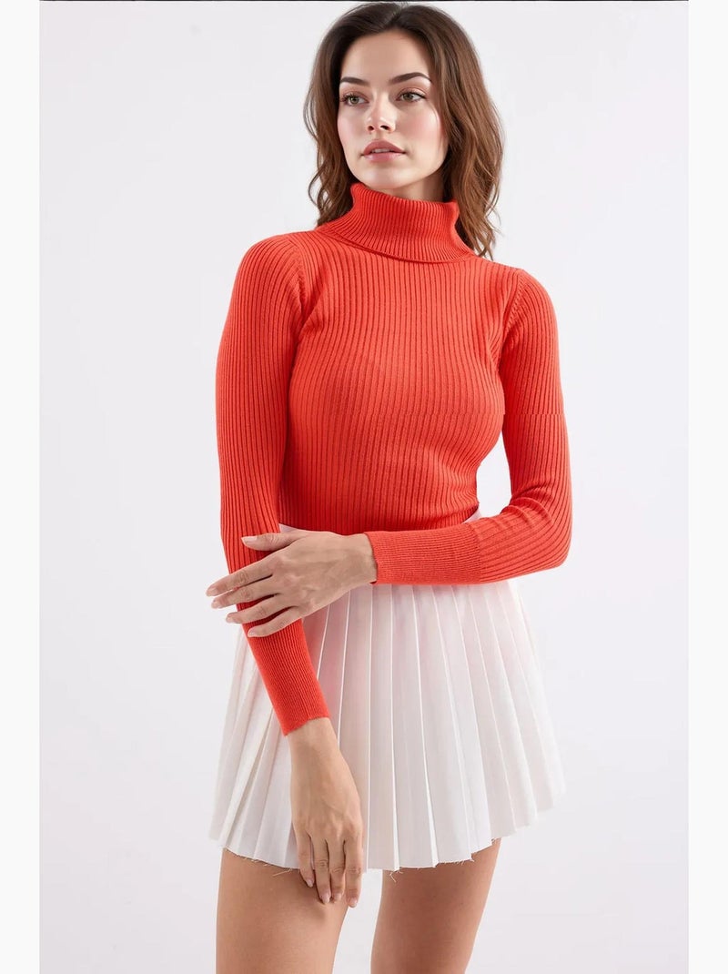 Camisola de malha com gola alta bdart Laranja-mandarina - Kiabi