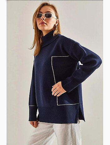 Camisola de malha com gola alta e padrão geométrico lucci