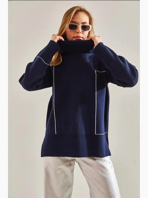 Camisola de malha com gola alta e padrão geométrico lucci - Kiabi Camisola de malha com gola alta e padrão geométrico lucci - Kiabi